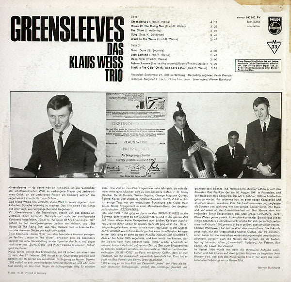 Das Klaus Weiss Trio - Greensleeves (LP, Album)
