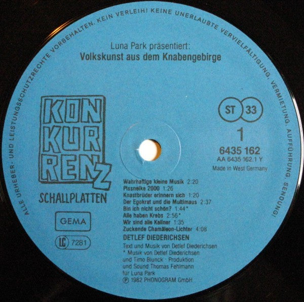 Detlef Diederichsen - Volkskunst Aus Dem Knabengebirge (LP, Album)