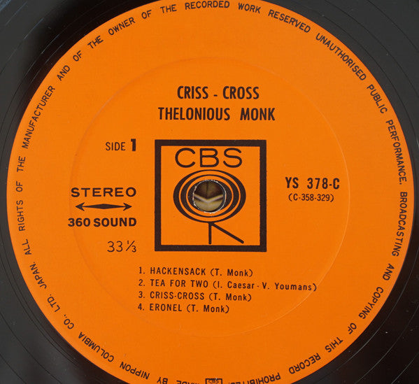 Thelonious Monk - Criss-Cross (LP, Album)