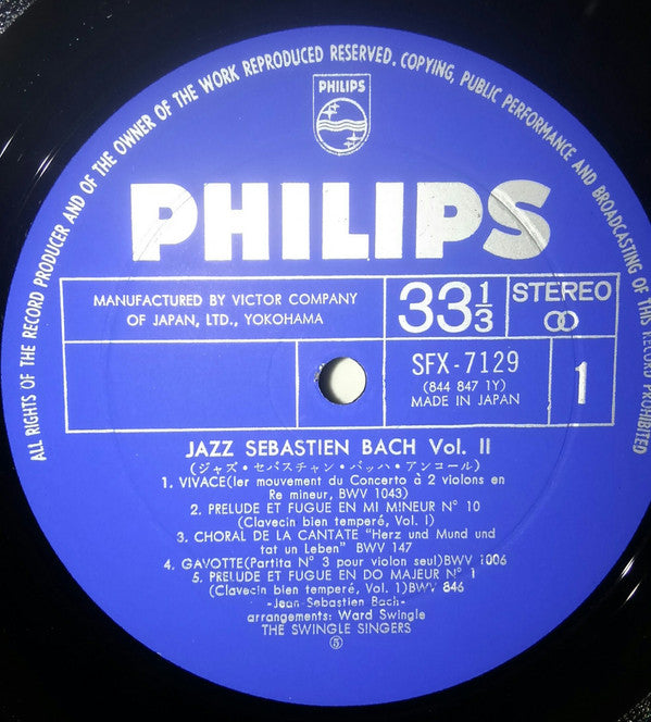 The Swingle Singers* - Jazz Sebastian Bach Volume 2 (LP, Album, Gat)