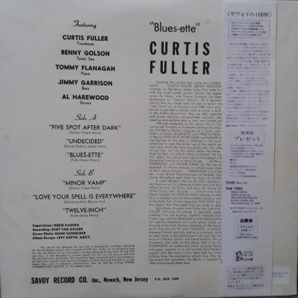 Curtis Fuller's Quintet - Blues-ette (LP, Album, Mono, RE)