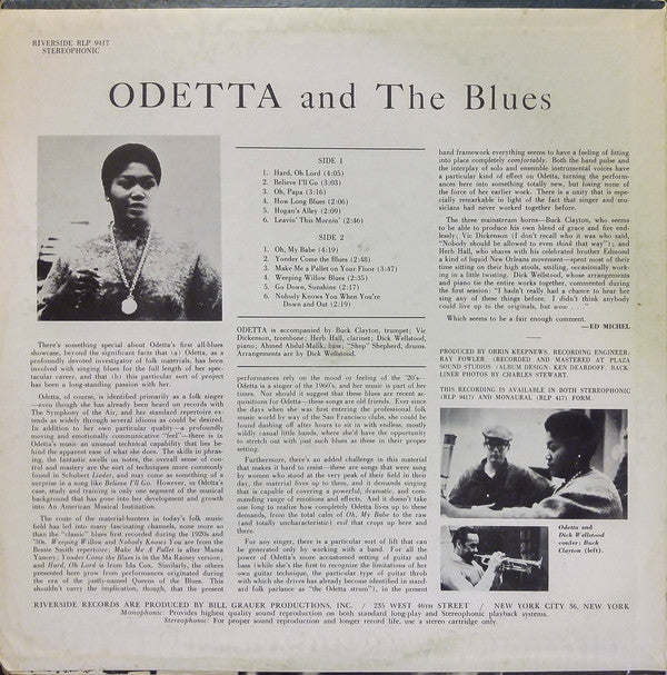 Odetta - Odetta And The Blues (LP, Album)