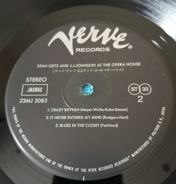 Stan Getz And J.J. Johnson - At The Opera House (LP, Album)