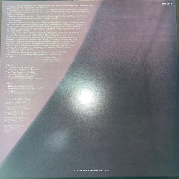 Bill Evans - Alone (Again) (LP, Album, Lig)