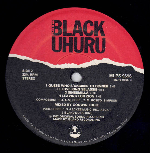 Black Uhuru - Tear It Up - Live (LP, PRC)