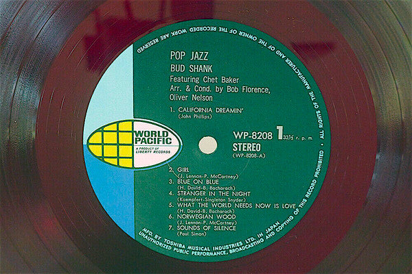 Bud Shank  Featuring  Chet Baker - Pop Jazz (LP, Comp, Red)