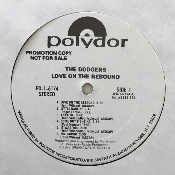 The Dodgers - Love On The Rebound (LP, Album, Promo, San)