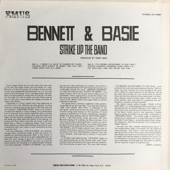 Tony Bennett - Bennett & Basie Strike Up The Band(LP, Album)