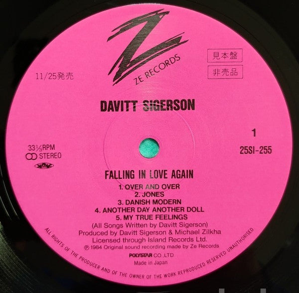 Davitt Sigerson - Falling In Love Again (LP, Album, Promo)
