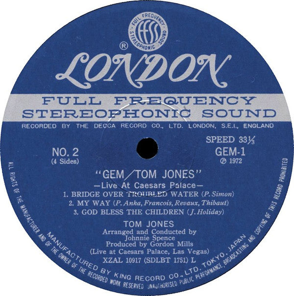 Tom Jones - Live At Caesars Palace (2xLP, Album + 7"" + RE)