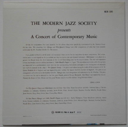 The Modern Jazz Society - Presents A Concert Of Contemporary Music(...