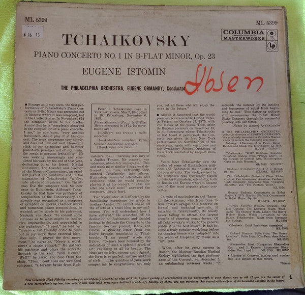 Eugene Istomin - Tchaikovsky Piano Concerto No. 1 In B-Flat Minor, ...