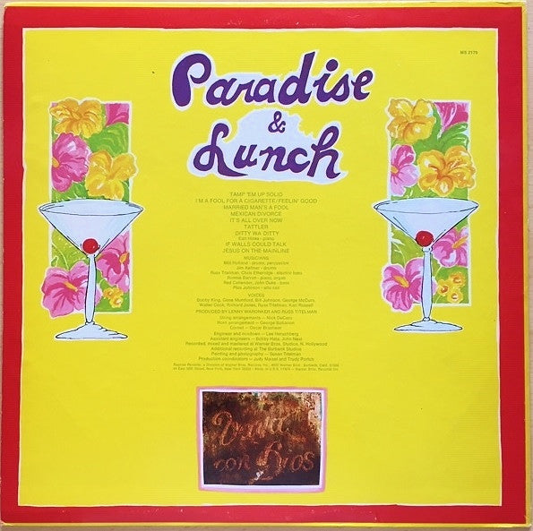Ry Cooder - Paradise And Lunch (LP, Album, RE, Los)