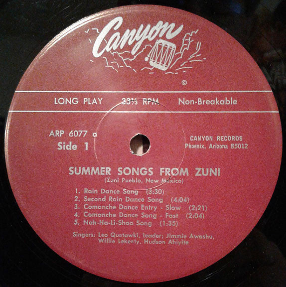 Leo Quetawki - Summer Songs From Zuni(LP, Album)
