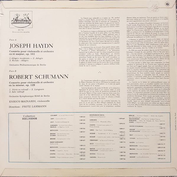 Enrico Mainardi - J. Haydn, Schumann - Concertos Pour Violoncelle E...