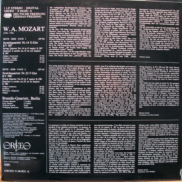 Wolfgang Amadeus Mozart - Streichquartette G-Dur KV 387, F-Dur K590...