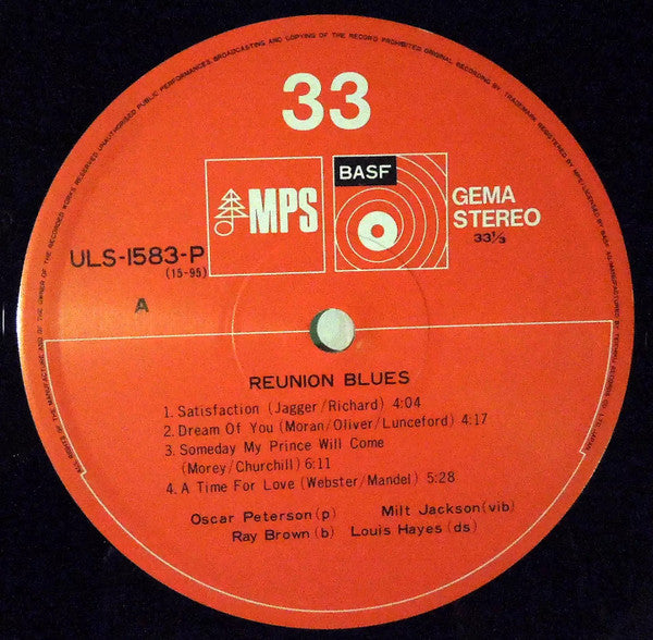 Oscar Peterson With Milt Jackson - Reunion Blues (LP, Album)