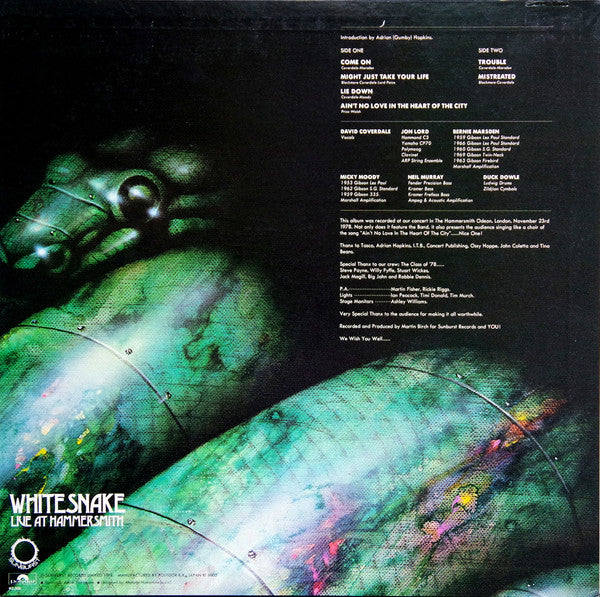 Whitesnake - Live At Hammersmith (LP, Album, Sub)