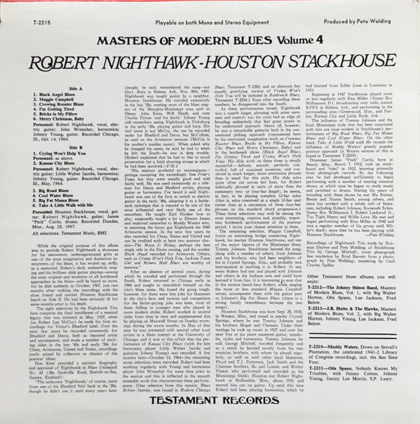 Robert Nighthawk - Masters Of Modern Blues Volume 4(LP, Comp, Mono,...