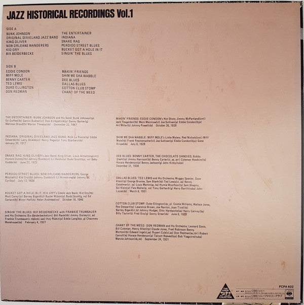 Various - Jazz Historical Recordings Vol. 1 (LP, Comp, Mono)