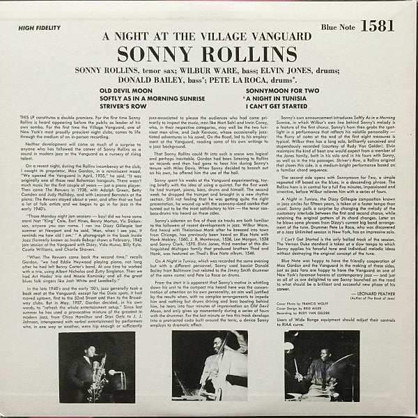 Sonny Rollins - A Night At The ""Village Vanguard""(LP, Album, Mono...