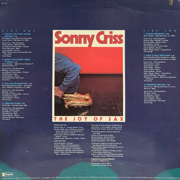 Sonny Criss - The Joy Of Sax (LP, Album)