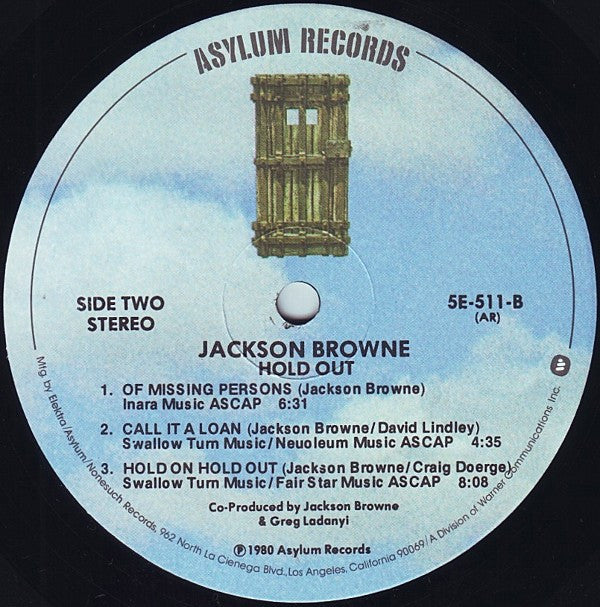 Jackson Browne - Hold Out (LP, Album, AR )
