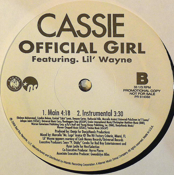 Cassie (2) feat. Lil' Wayne* - Official Girl (12"", Promo)
