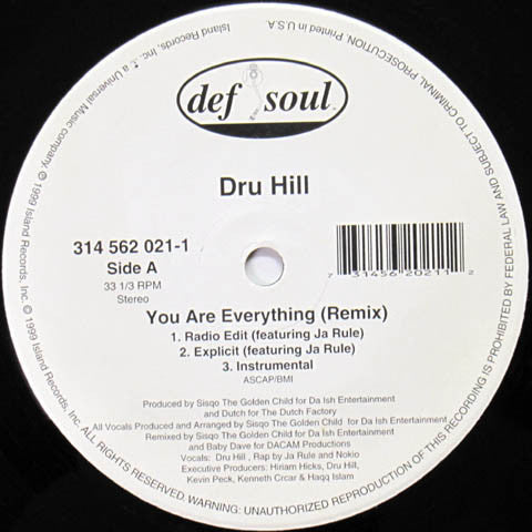 Dru Hill - You Are Everything (Remix) (12"")