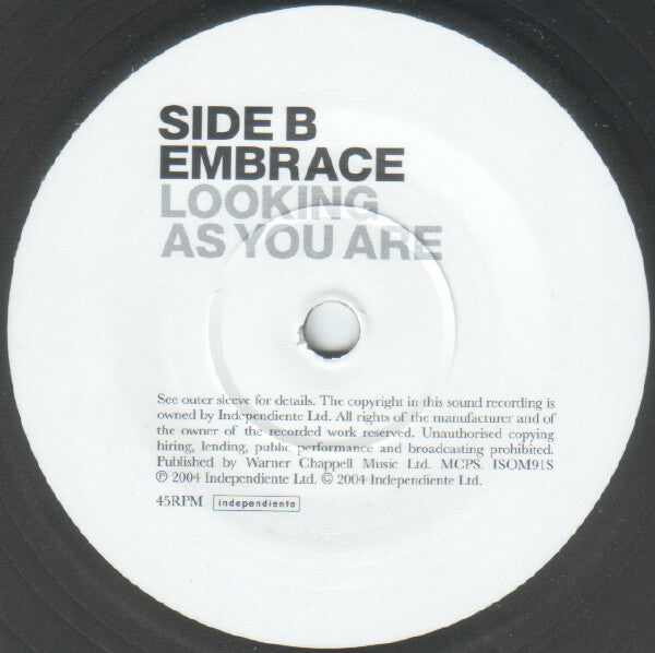 Embrace - Looking As You Are (7"", Single, Ltd, Met)