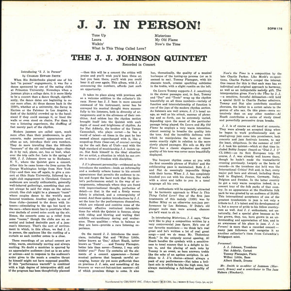 The J.J. Johnson Quintet - J. J. In Person! (LP, Album, RE)