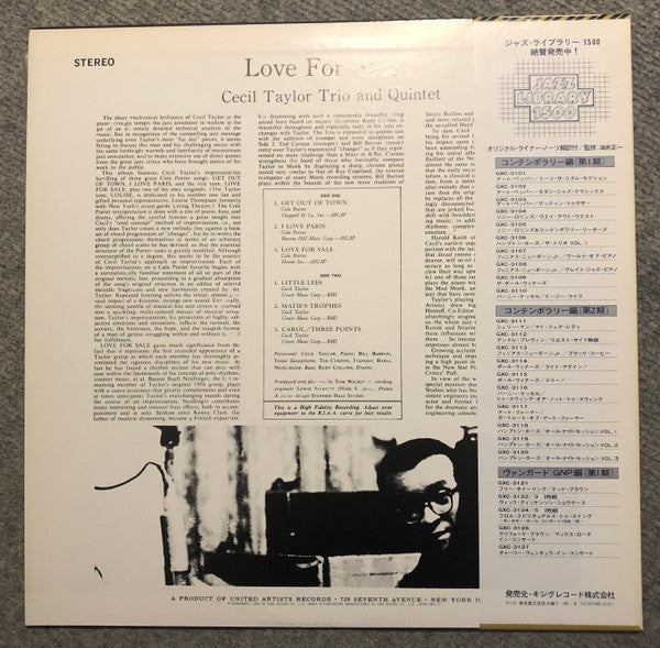 Cecil Taylor Trio And Quintet* - Love For Sale (LP, Album, RE)