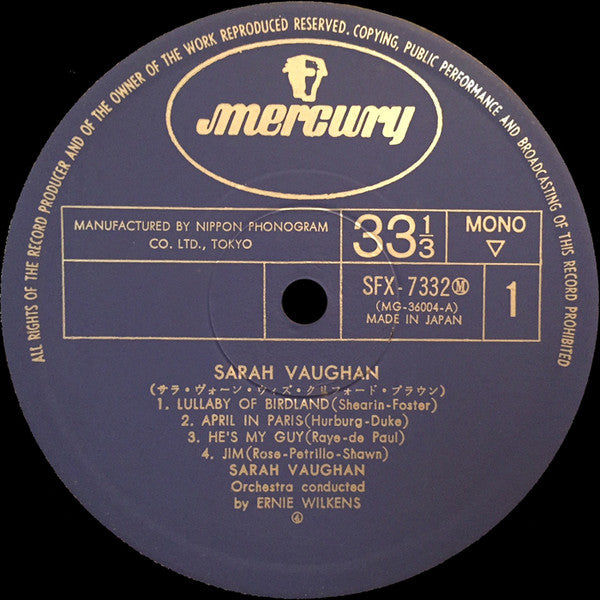 Sarah Vaughan - Sarah Vaughan (LP, Album, Mono, RE)