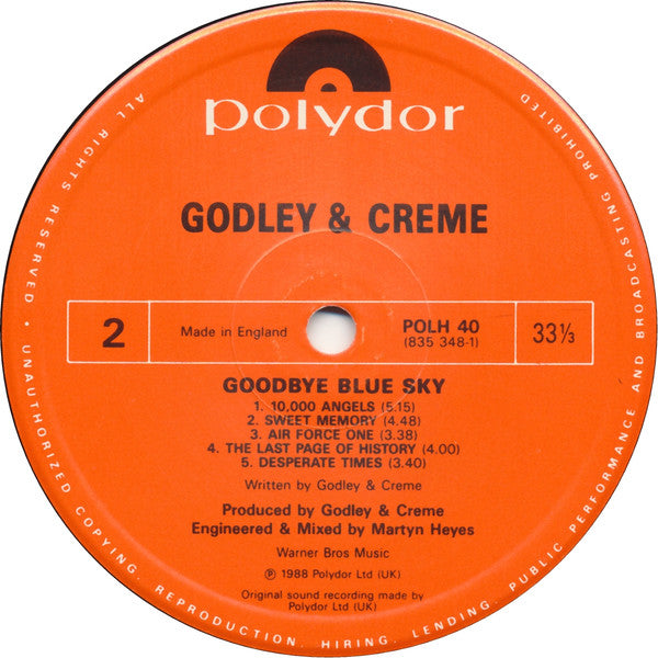 Godley & Creme - Goodbye Blue Sky (LP, Album)