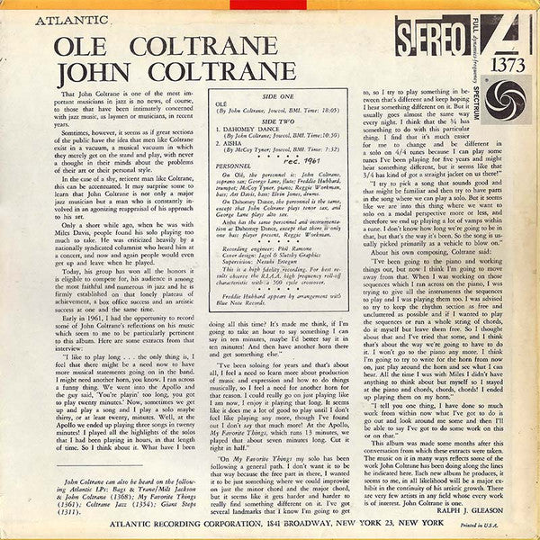 John Coltrane - Olé Coltrane (LP, Album, RE, PR )
