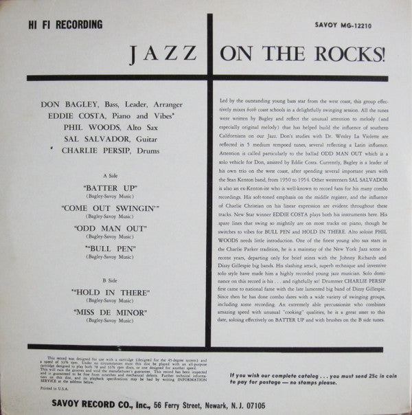Don Bagley - Jazz On The Rocks (LP, Mono)