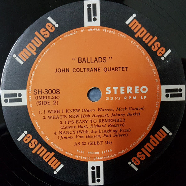 John Coltrane Quartet* - Ballads (LP, Album)