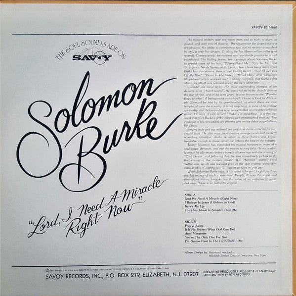 Solomon Burke - Lord, I Need A Miracle Right Now (LP, Album)