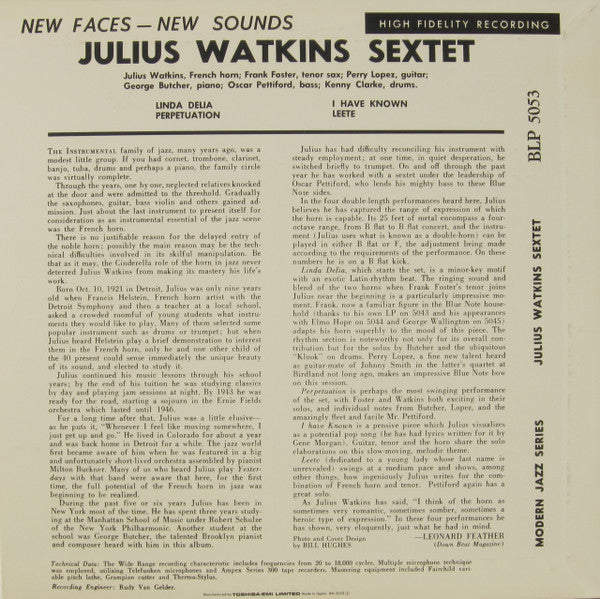 Julius Watkins Sextet - New Faces – New Sounds(LP, Album, Mono, Ltd...