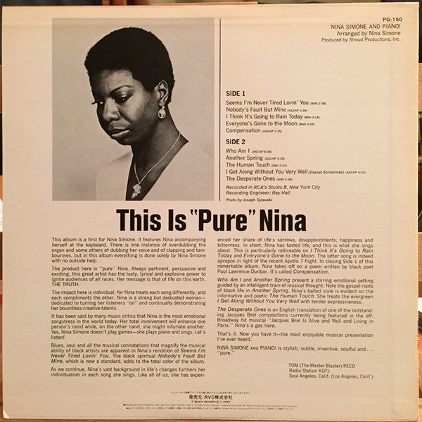 Nina Simone - Nina Simone And Piano ! (LP, Album, RE)