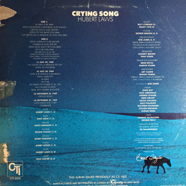 Hubert Laws - Crying Song (LP, Album, RE)