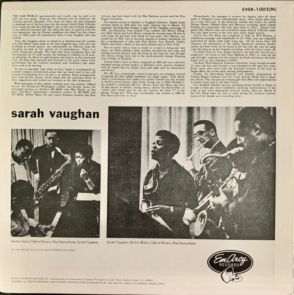 Sarah Vaughan - Sarah Vaughan (LP, Album, Mono, RE)