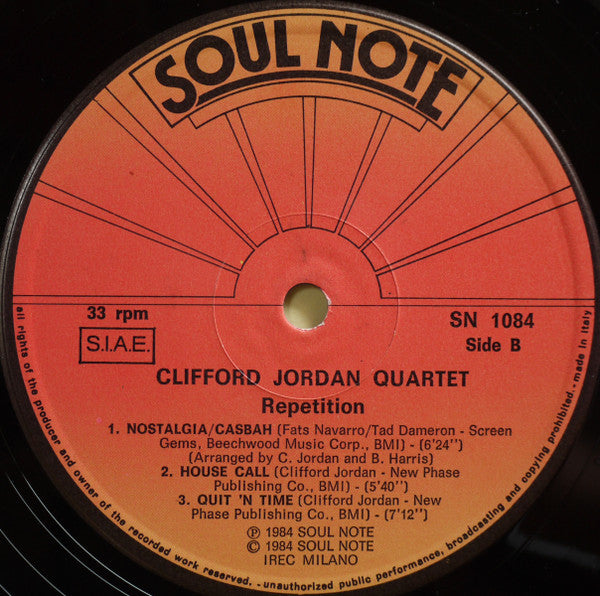 Clifford Jordan Quartet - Repetition (LP, Album)