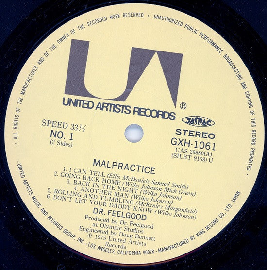 Dr. Feelgood - Malpractice (LP, Album, RE)