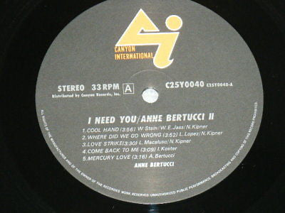 Anne Bertucci - I Need You Anne Bertucci II (LP, Album)