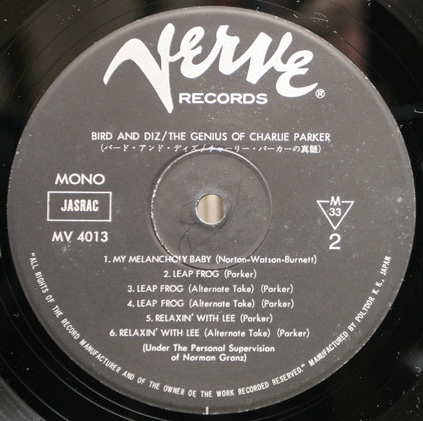 Charlie Parker - Bird And Diz(LP, Album, Mono, RE)