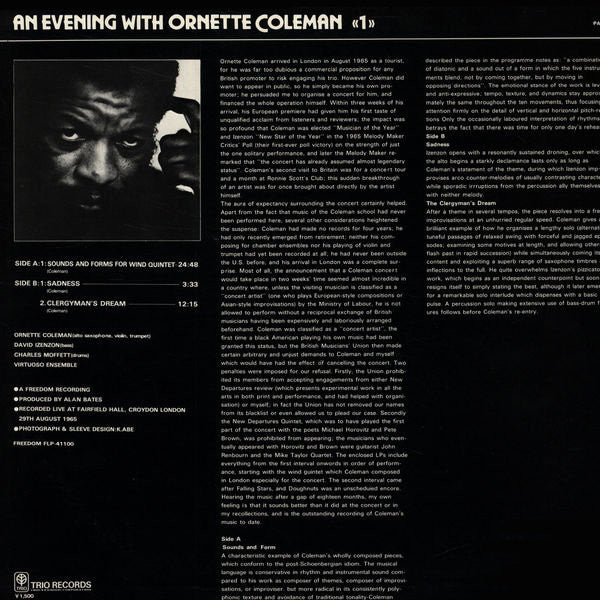 Ornette Coleman - An Evening With Ornette Coleman «1» (LP, Album, RE)