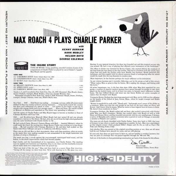 The Max Roach 4* - The Max Roach 4 Plays Charlie Parker (LP, Mono, RE)