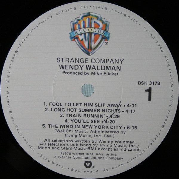 Wendy Waldman - Strange Company (LP, Album, Jac)