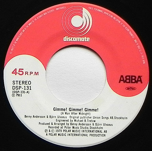 ABBA - Gimme! Gimme! Gimme! (A Man After Midnight) (7"", Single)